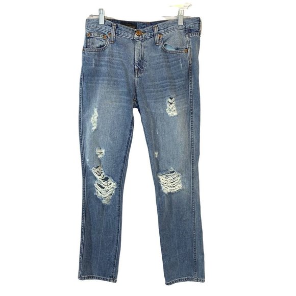 J. Crew Denim - J. Crew Jeans 26 Regular Vintage Straight Slim Fit Cotton Medium Wash Distressed